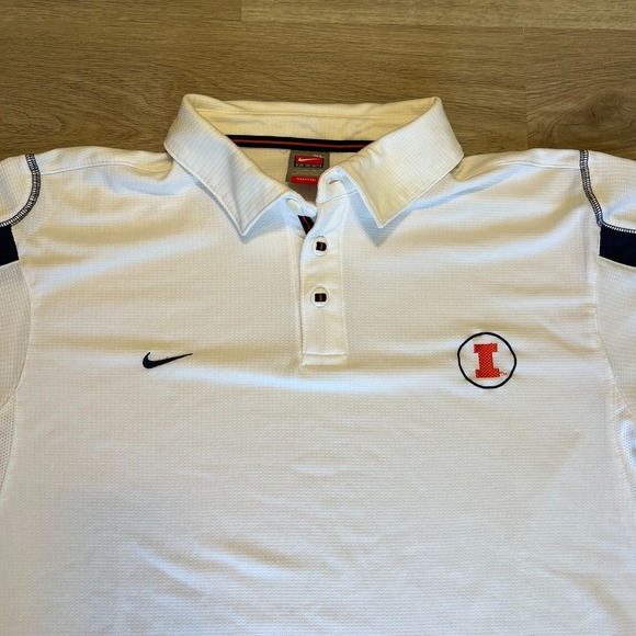 Vintage Nike Fit University of Illinois Polo Mens‎ Size XL White - Picture 1 of 7